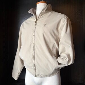 IZOD Lined Windbreaker Jacket Men's Medium Beige Long Sleeve Full Zip